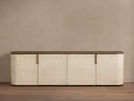 Harrow Media Console Wood Entertainment Centers &TV Stands Faux Shagreen Finish - Image 2