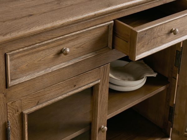 Kensington Reclaimed Glass Buffet Vintage Reclaimed Wood Farmhouse Style - Image 3