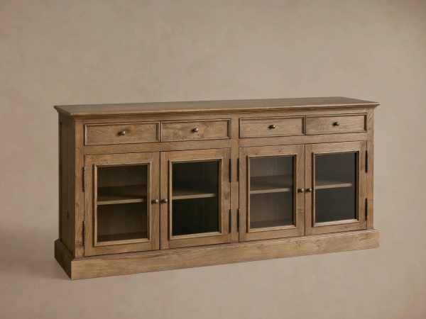 Kensington Reclaimed Glass Buffet Vintage Reclaimed Wood Farmhouse Style - Image 4