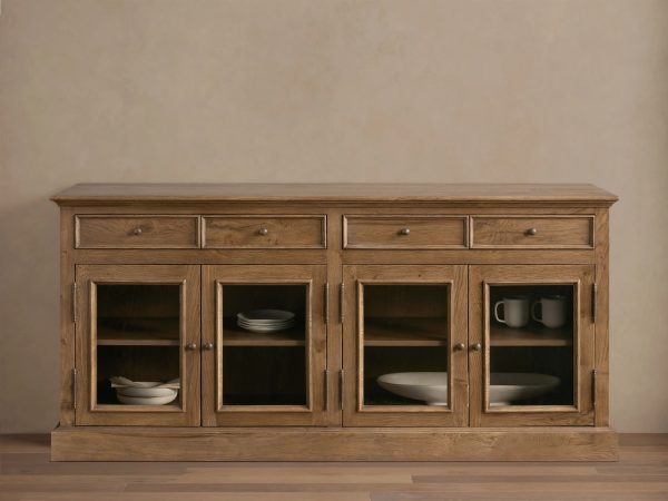 Kensington Reclaimed Glass Buffet Vintage Reclaimed Wood Farmhouse Style - Image 2