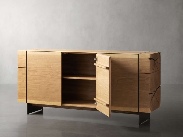 Mihaela Wood water-based process Sideboard Oak Buffet Storage Cabinet - Image 2