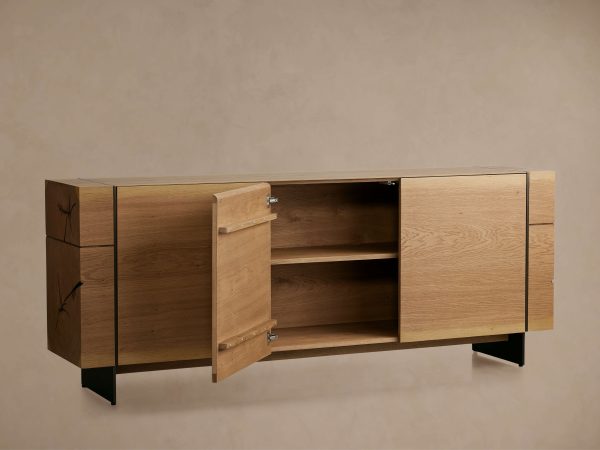 Mihaela Wood water-based process Sideboard Oak Buffet Storage Cabinet - Image 3