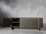 Mihaela Oak Media Console Wood Entertainment Centers Cabinet Retro TV Stands - Image 3