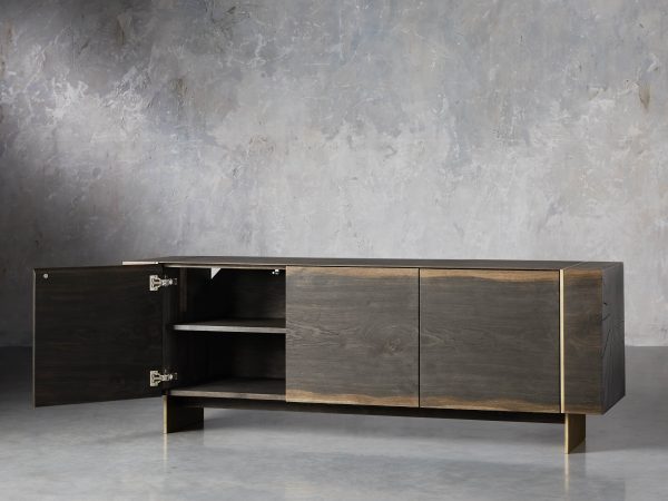 Mihaela Oak Media Console Wood Entertainment Centers Cabinet Retro TV Stands - Image 3