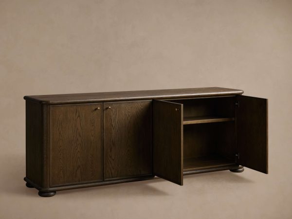 Warby Solid Oak Sideboard Wood buffet Storage Cabinet with Four Doors - Image 3