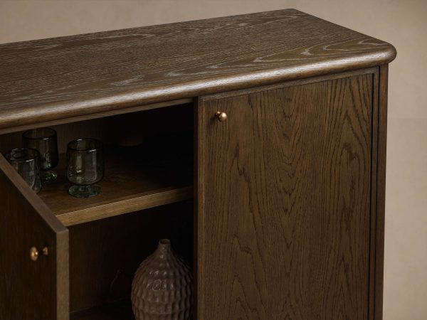 Warby Solid Oak Sideboard Wood buffet Storage Cabinet with Four Doors - Image 4