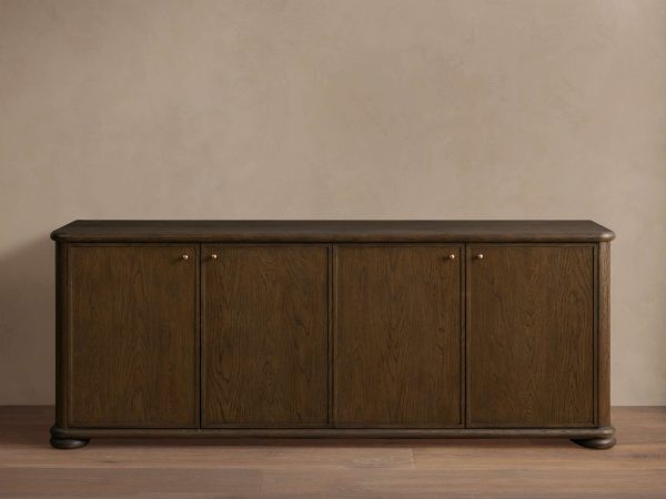Warby Solid Oak Sideboard Wood buffet Storage Cabinet with Four Doors - Image 2