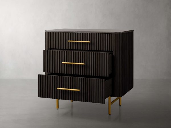 Finnley Three-Drawer Chest Cabinet Bedroom Nightside Table with Stone Top - Image 5