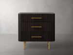 Finnley Three-Drawer Chest Cabinet Bedroom Nightside Table with Stone Top - Image 4