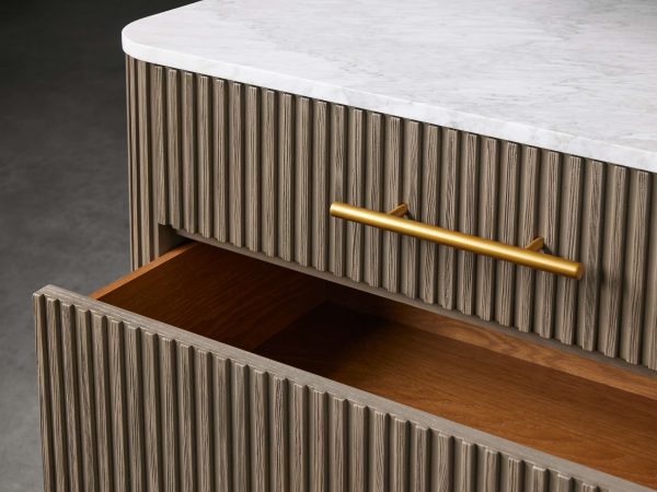 Finnley Three-Drawer Chest Cabinet Bedroom Nightside Table with Stone Top - Image 21