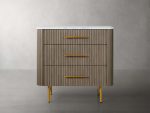Finnley Three-Drawer Chest Cabinet Bedroom Nightside Table with Stone Top - Image 19
