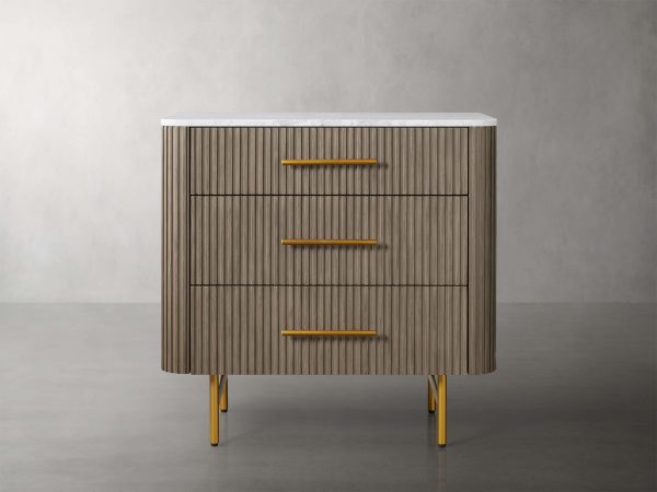 Finnley Three-Drawer Chest Cabinet Bedroom Nightside Table with Stone Top - Image 19