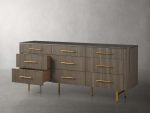 Finnley Wood Nine-Drawer Dresser with Natural Stone Drawer Chest Cabinet - Image 11