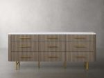 Finnley Wood Nine-Drawer Dresser with Natural Stone Drawer Chest Cabinet - Image 12