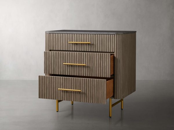 Finnley Three-Drawer Chest Cabinet Bedroom Nightside Table with Stone Top - Image 23