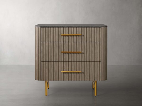Finnley Three-Drawer Chest Cabinet Bedroom Nightside Table with Stone Top - Image 22