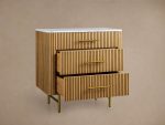 Finnley Three-Drawer Chest Cabinet Bedroom Nightside Table with Stone Top - Image 14
