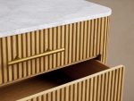 Finnley Three-Drawer Chest Cabinet Bedroom Nightside Table with Stone Top - Image 15