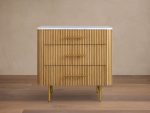 Finnley Three-Drawer Chest Cabinet Bedroom Nightside Table with Stone Top - Image 13