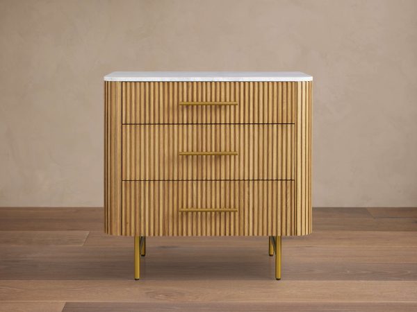 Finnley Three-Drawer Chest Cabinet Bedroom Nightside Table with Stone Top - Image 13