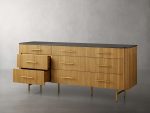 Finnley Wood Nine-Drawer Dresser with Natural Stone Drawer Chest Cabinet - Image 2