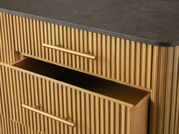 Finnley Wood Nine-Drawer Dresser with Natural Stone Drawer Chest Cabinet - Image 3