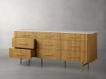Finnley Wood Nine-Drawer Dresser with Natural Stone Drawer Chest Cabinet - Image 5
