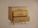 Finnley Three-Drawer Chest Cabinet Bedroom Nightside Table with Stone Top - Image 17