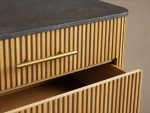 Finnley Three-Drawer Chest Cabinet Bedroom Nightside Table with Stone Top - Image 18
