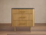 Finnley Three-Drawer Chest Cabinet Bedroom Nightside Table with Stone Top - Image 16