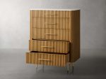 Finnley Wood Five-Drawer Dresser with Marble Top Drawer Chest Cabinet - Image 8
