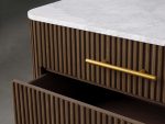 Finnley Three-Drawer Chest Cabinet Bedroom Nightside Table with Stone Top - Image 9