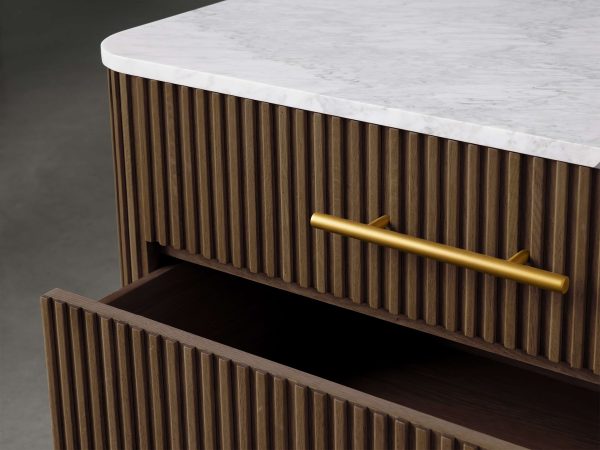 Finnley Three-Drawer Chest Cabinet Bedroom Nightside Table with Stone Top - Image 9