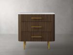 Finnley Three-Drawer Chest Cabinet Bedroom Nightside Table with Stone Top - Image 7