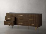 Finnley Wood Nine-Drawer Dresser with Natural Stone Drawer Chest Cabinet - Image 7