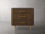 Finnley Three-Drawer Chest Cabinet Bedroom Nightside Table with Stone Top - Image 10