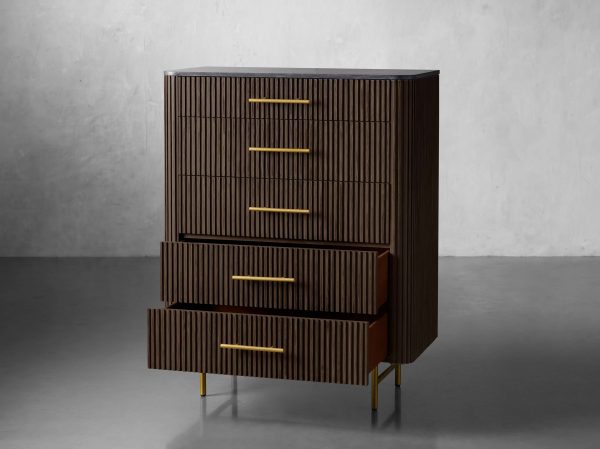 Finnley Wood Five-Drawer Dresser with Marble Top Drawer Chest Cabinet - Image 18