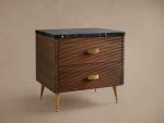 Giselle Mahogany Nightstand Wood Two-Drawer Chest Nightside Table Cabinet - Image 2