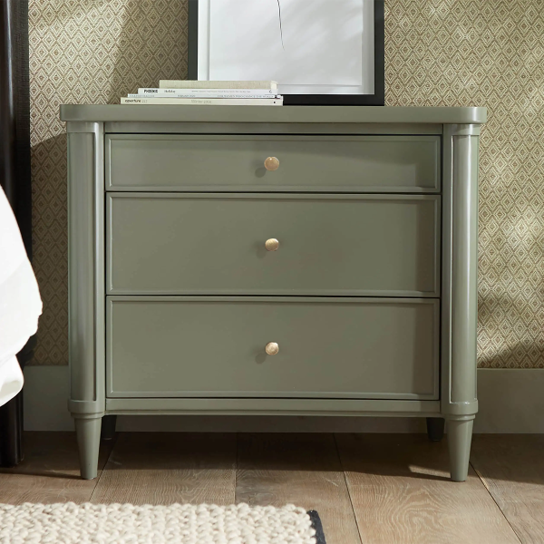 Henley Nightstand Solid Mahogany Nightside Tables With Three Drawers - Image 3