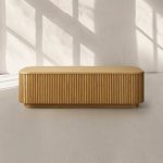 Finnley Solid Wood Coffee Table Rustic Sofa Center Tea Table with Reeded Design - Image 5