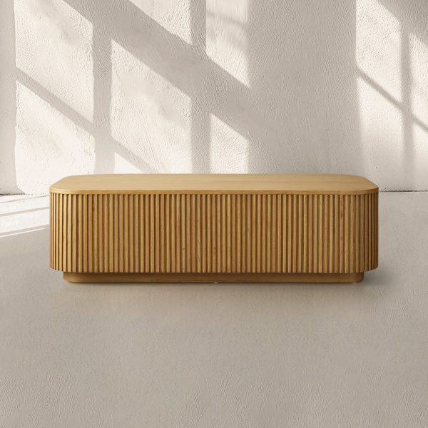 Finnley Solid Wood Coffee Table Rustic Sofa Center Tea Table with Reeded Design - Image 5