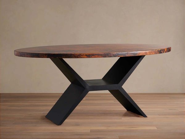 Recycled Metal Dining Table with Vertex Iron Base & One-of-a-Kind Surface - Image 5