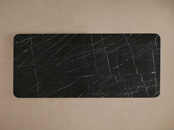 Caden Dining Table with Black Marquina Stone Top American Walnut Wood Base Luxury Style - Image 5