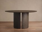Saint Germain Round Wood Dining Table with Solid Oak & Oak Veneers Wood Dauphine Base - Image 5