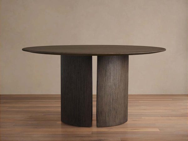Saint Germain Round Wood Dining Table with Solid Oak & Oak Veneers Wood Dauphine Base - Image 5