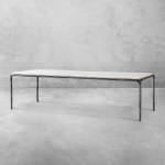 Thaddeus Metal Marble Rectangular Dining Table Hand-Forged Kitchen Table - Image 6