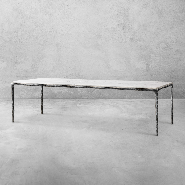 Thaddeus Metal Marble Rectangular Dining Table Hand-Forged Kitchen Table - Image 24