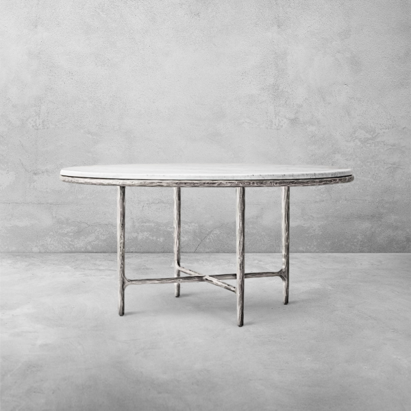 Thaddeus Metal Marble Round Dining Table Hand-Forged Kitchen Table - Image 17