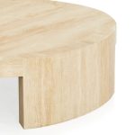 Veneta Round Carrara Marble Coffee Table Living Room Wood Center Tea Table - Image 9