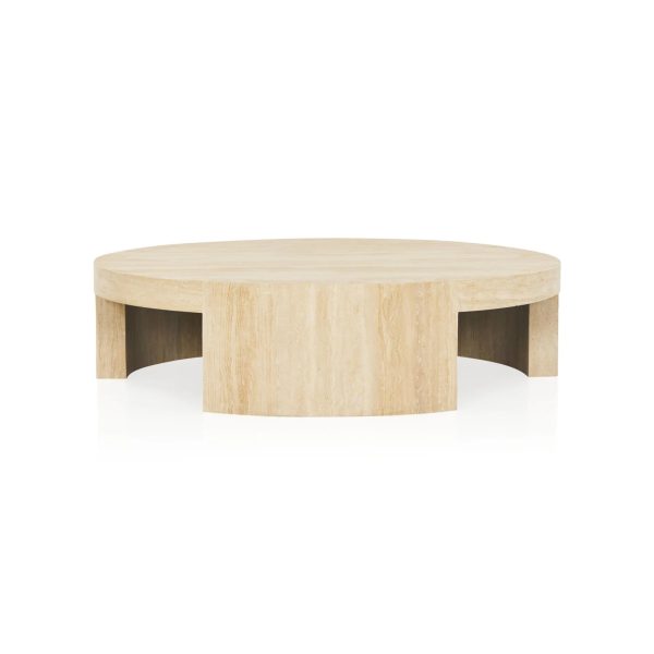 Veneta Round Carrara Marble Coffee Table Living Room Wood Center Tea Table - Image 6